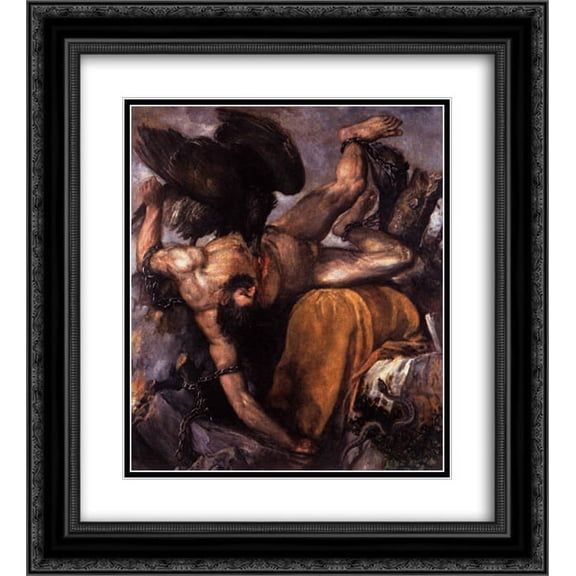 Titian 2x Matted 20x22 Black Ornate Framed Art Print 'Tityus'