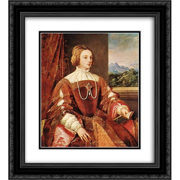 Titian 2x Matted 20x24 Black Ornate Framed Art Print 'Empress Isabel of Portugal'
