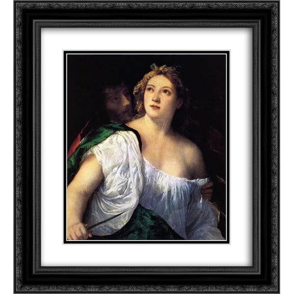 Titian 2x Matted 20x24 Black Ornate Framed Art Print 'Suicide of Lucretia'