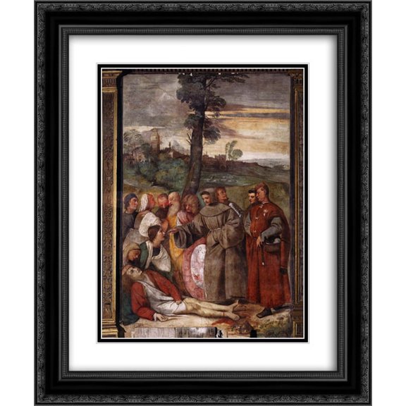 Titian 2x Matted 20x24 Black Ornate Framed Art Print 'The Healing of the Wrathful Son'
