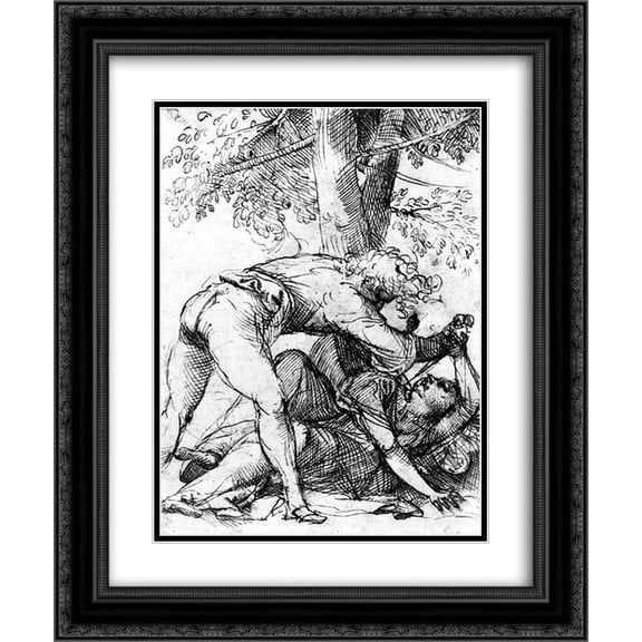 Titian 2x Matted 20x24 Black Ornate Framed Art Print 'The Vicious Husband'