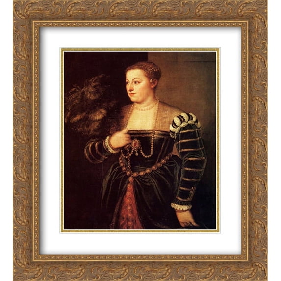 Titian 2x Matted 20x24 Gold Ornate Framed Art Print 'Portrait of Lavinia, his daughter'