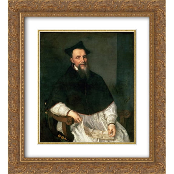 Titian 2x Matted 20x24 Gold Ornate Framed Art Print 'Portrait of Ludovico Beccadelli'
