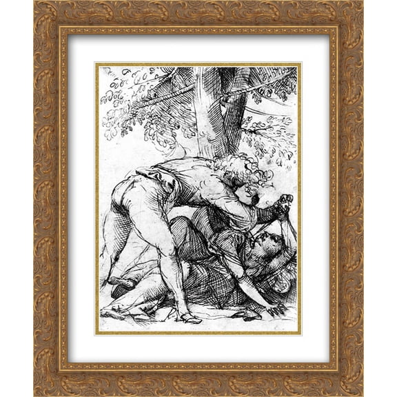 Titian 2x Matted 20x24 Gold Ornate Framed Art Print 'The Vicious Husband'