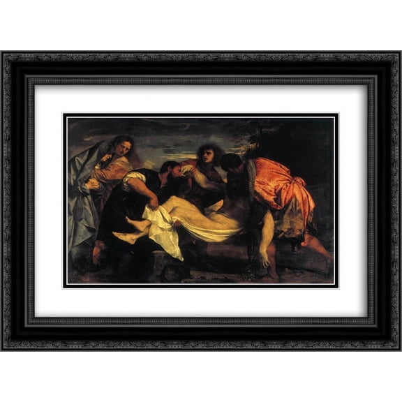 Titian 2x Matted 24x20 Black Ornate Framed Art Print 'Entombment of Christ'