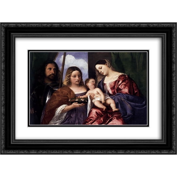 Titian 2x Matted 24x20 Black Ornate Framed Art Print 'Madonna and Child with Sts Dorothy and George'
