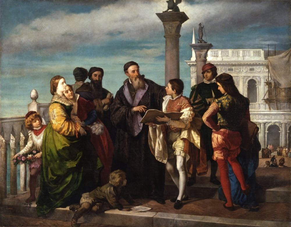 Titian Meets The Young Veronese On Ponte Della Paglia Canvas Art -  (36 x 24)