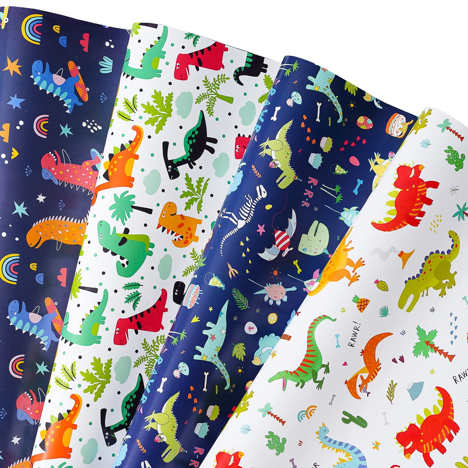 Titiweet Dinosaur Wrapping Paper for Boys Girls Kids Dinosaur Gift Wrap, 12 Sheets Dino