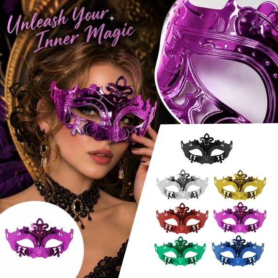 Title 1: Green Half Face Mask with Glossy Metallic Finish and Crown Design, Masquerade Mask for Women Halloween Party Supplies Elegant Accessory, Mask Eye Mask for Themed Events