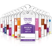 15 Pack Cruise Luggage Tag Holders, Waterproof Clear Cruise Ship Tag Holder Sleeves with Steel Wire Loops, Reusable Zip Seal Luggage Tags for Carnival, NCL, MSC, Princess & More **Key Poi