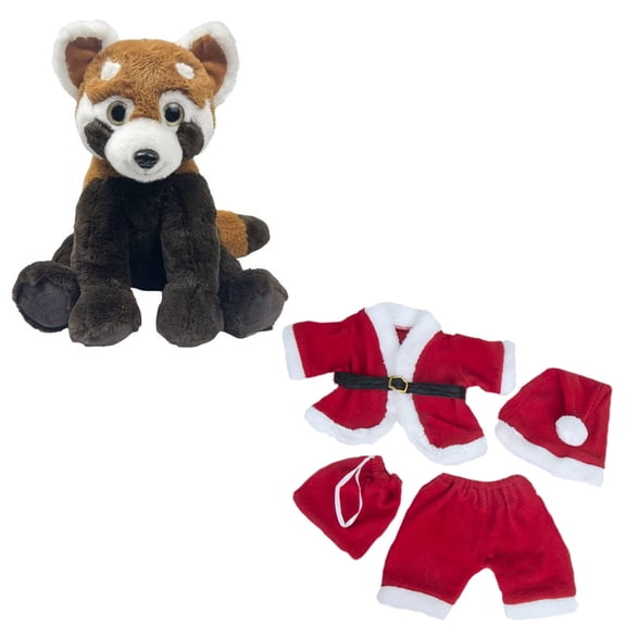 Title: 16 Ruby the Red Panda Eco-Friendly Plush with Santa Claus Outfit Sustainable Christmas Gift for Kids and Holiday Decor