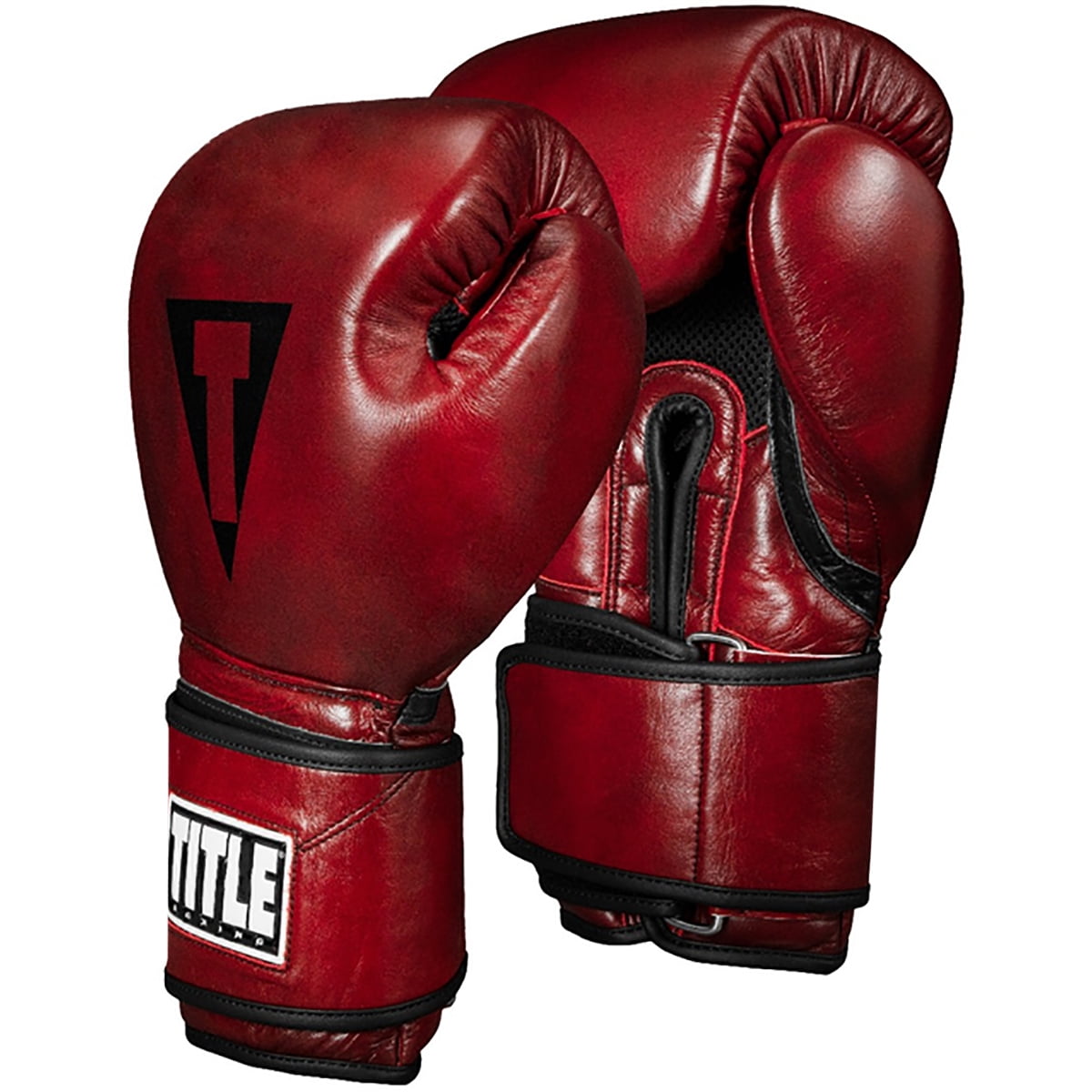 Title Boxing Gel Suspense Training Gloves – 18 Oz, Black/White, Full Grain Leather