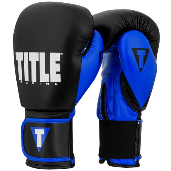 Title Boxing Dynamic Strike Hook and Loop Heavy Bag Gloves - 12 oz. - Black/Blue