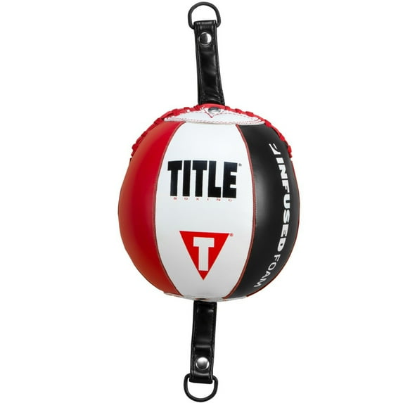 Title Boxing Infused Foam Inflated Leather Double End Bag - 9" - Red/White/Black
