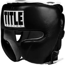Title Boxing Leather Training Sparring Headgear - Large - Black