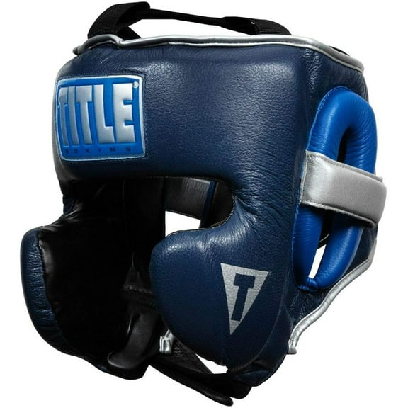 Title Boxing Royalty Leather Training Headgear - Large - Royal/Navy