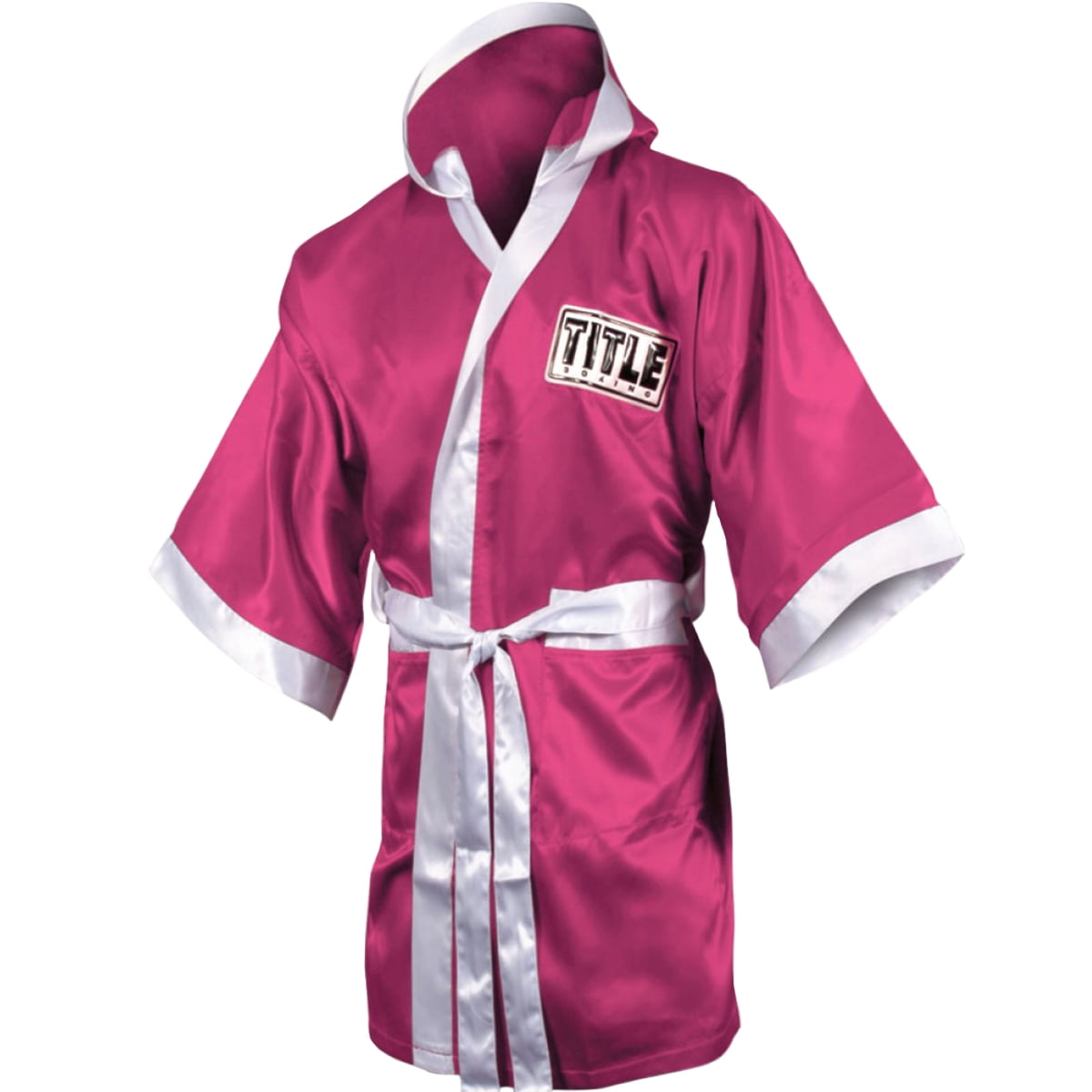Title Boxing Stock Full Length Satin Walkout Robe - Large - Pink/White ...