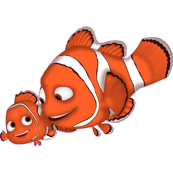 Clownfish Family Wall Sticker Decal Bright Orange Sea Life Design 14x20 Inches Kids Room Decoration