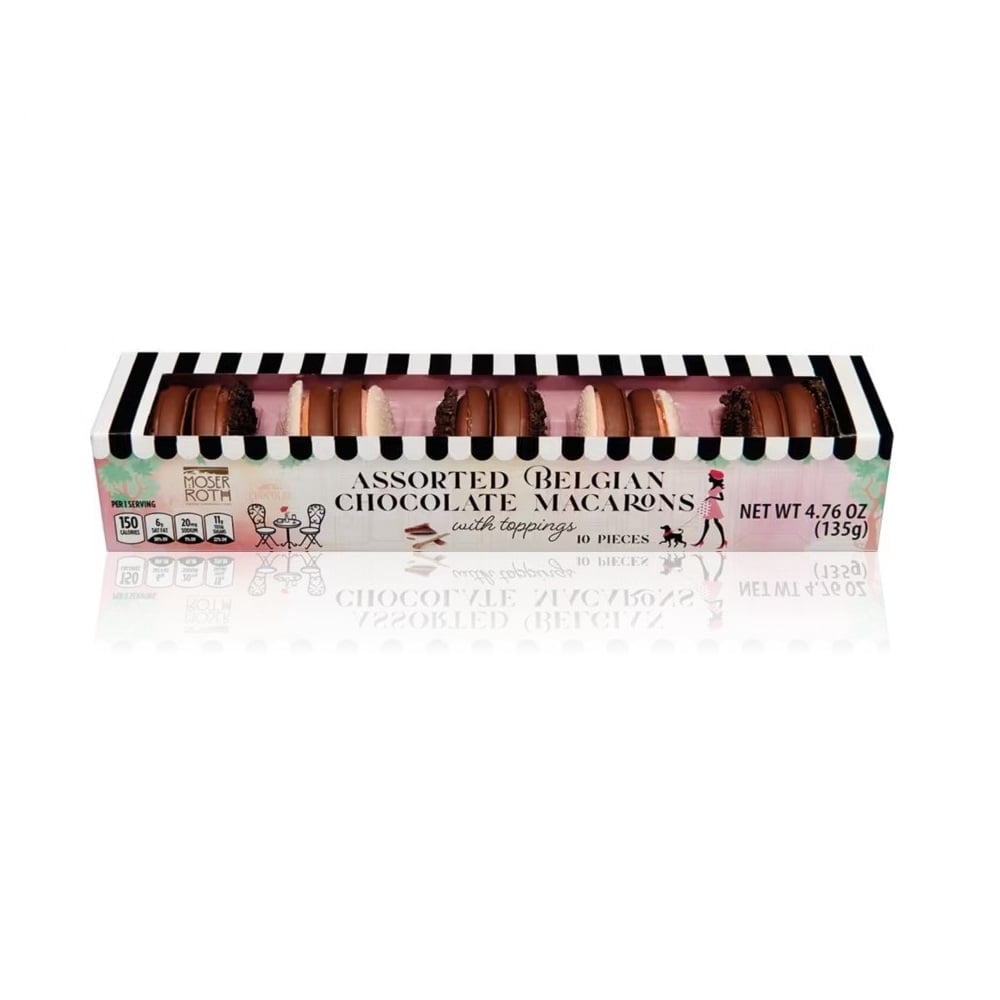 Moser Roth Belgian Raspberry Moser Roth Assorted Belgian Chocolate Macarons with Toppings, 4.76 oz ...