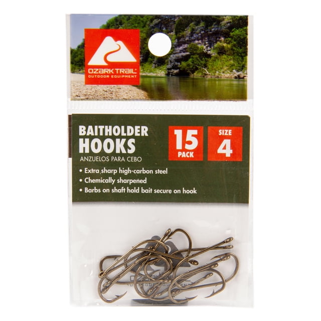 Title Ozark Trail Baitholder Fishing Hooks, Size 4, Bronze Finish, High ...