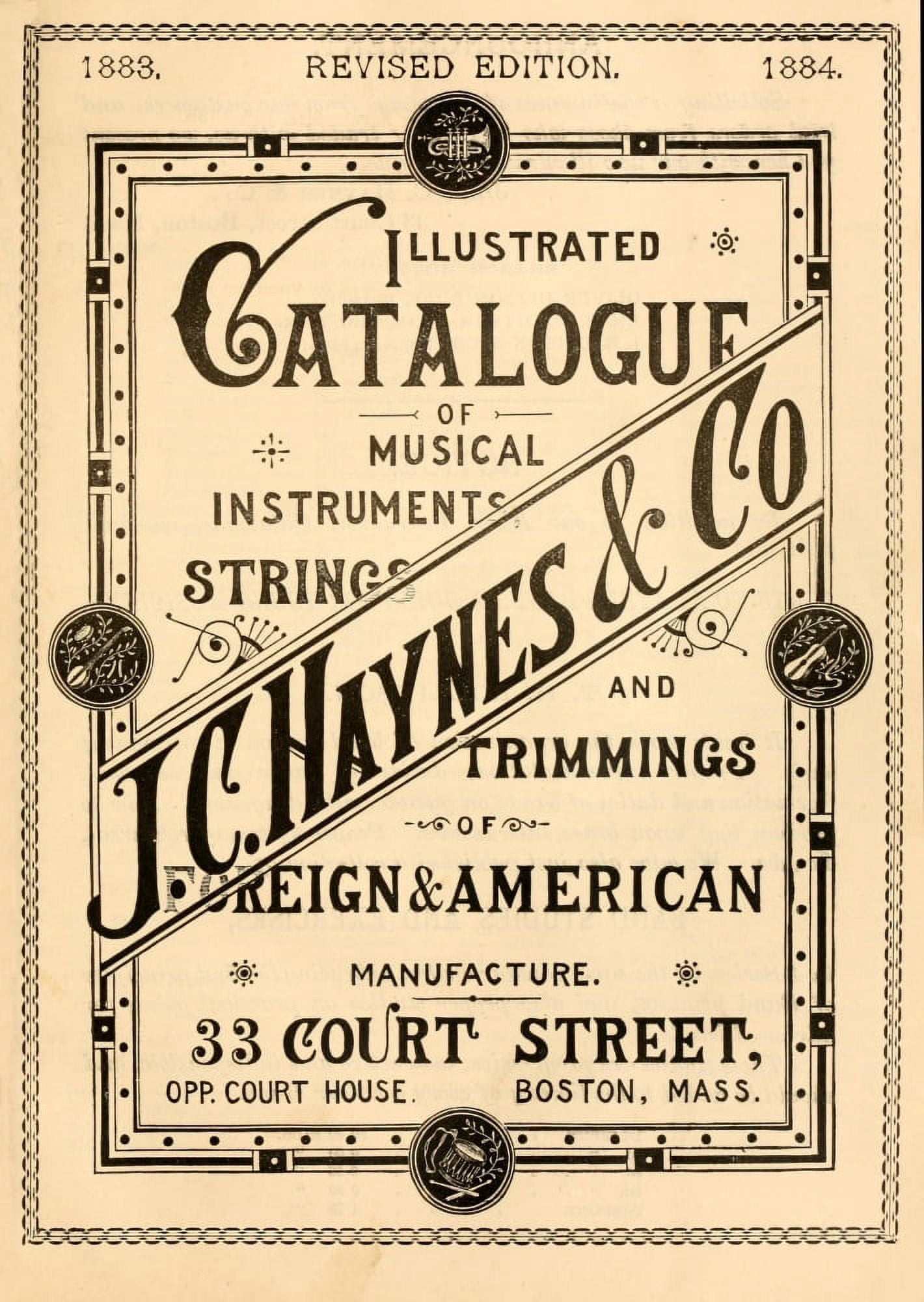 Title Page JC Haynes Illustrated Catalogue of Musical Instruments 1883 Canvas Art - (24 x 36)