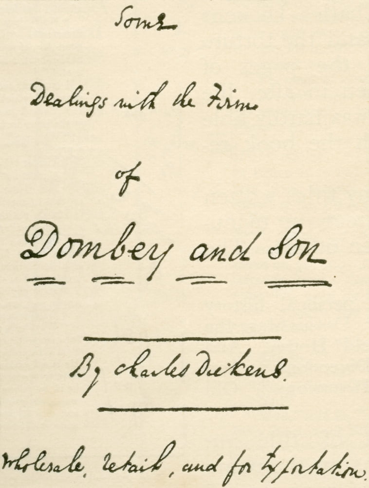 Title Page To Manuscript Of Dombey And Son In Charles Dickens Own Hand Writing Charles John Huffam Dickens 1812 Canvas Art - Ken Welsh Design Pics (24 x 32)