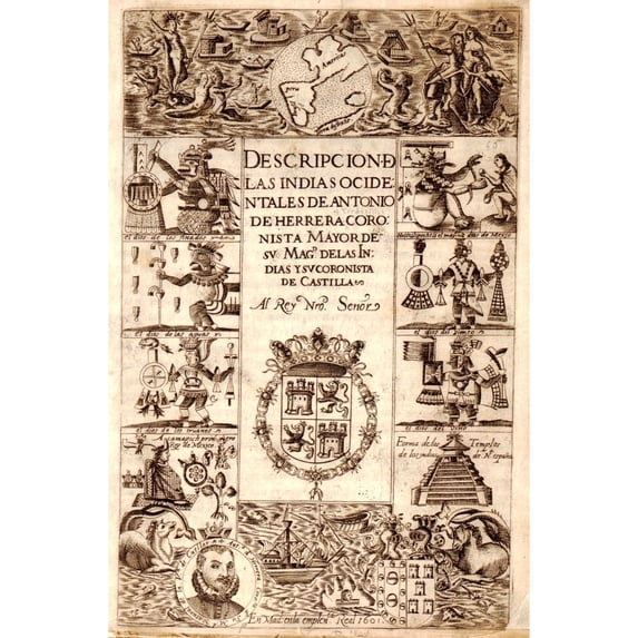 Title Page Of 1610 Book About The Natives Of New Spain With Portraits Of Inca Leaders History