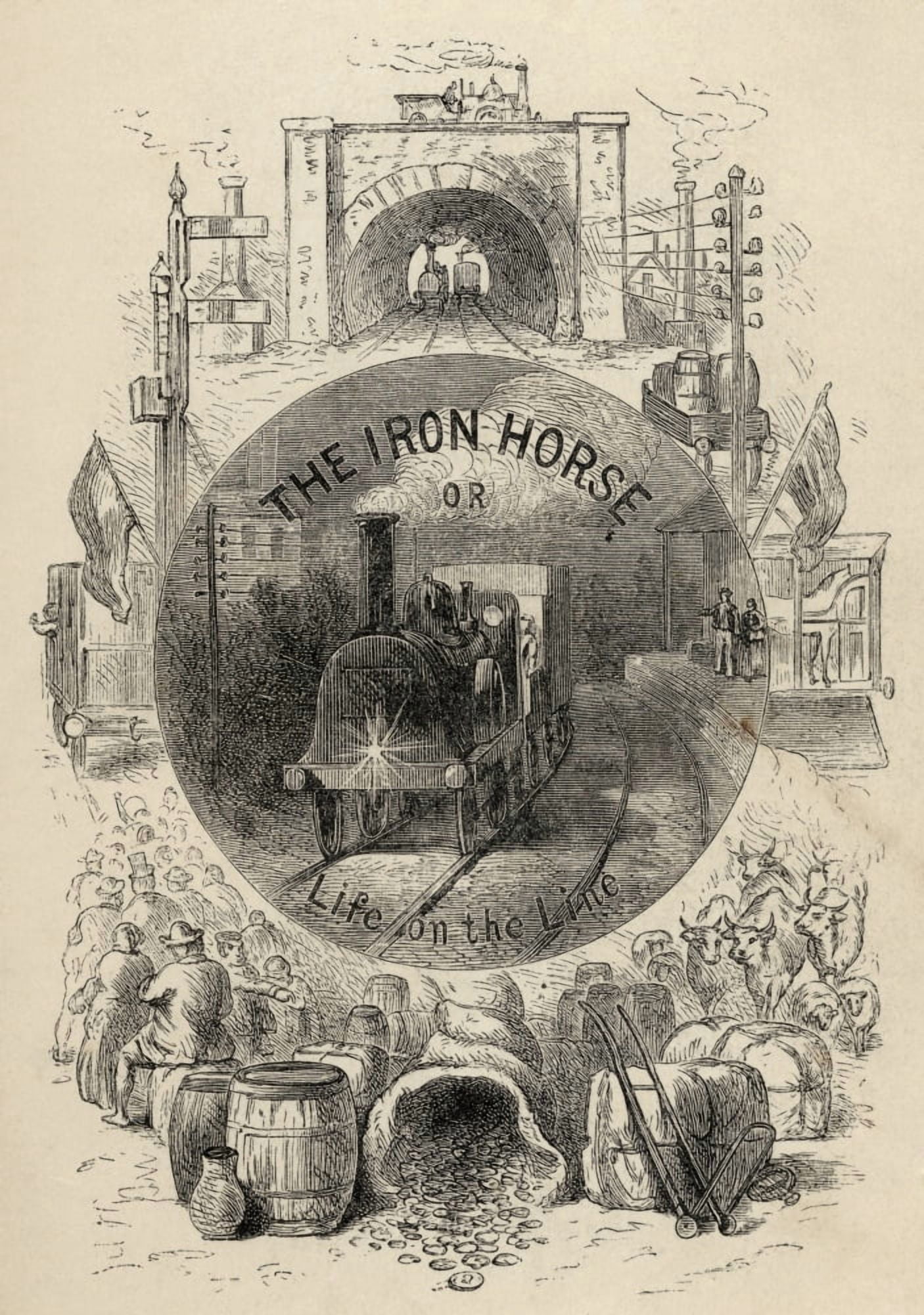 Title Page To The Iron Horse Or Life On The Line By RM Ballantyne Published 1884 Canvas Art - Ken Welsh Design Pics (12 x 17)