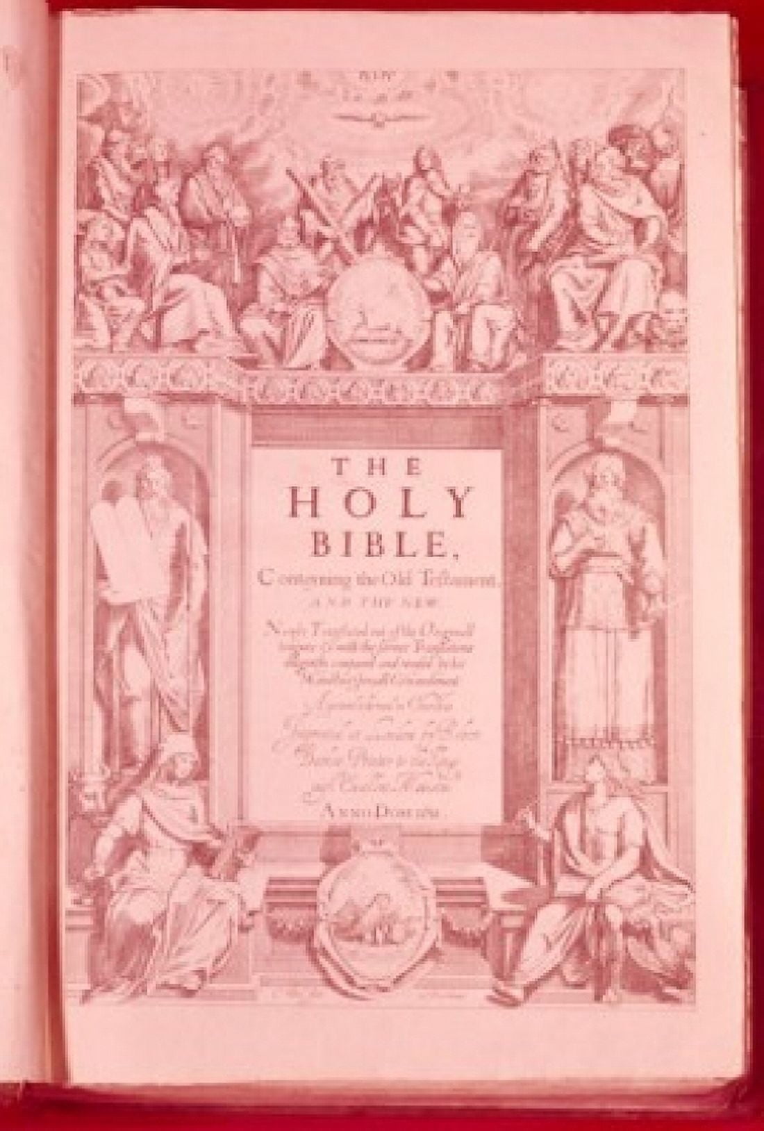 Title Page of King James Bible lithograph USA New York New York City American Bible Society 1611 AD Canvas Art - (24 x 36)