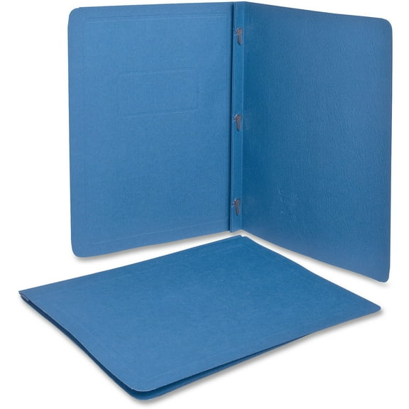 Title Panel And Border Front Report Cover, 3-Prong Fastener, Panel And Border Cover, 0.5" Cap, 8.5 X 11, Light Blue, 25/box | Bundle of 5 Boxes