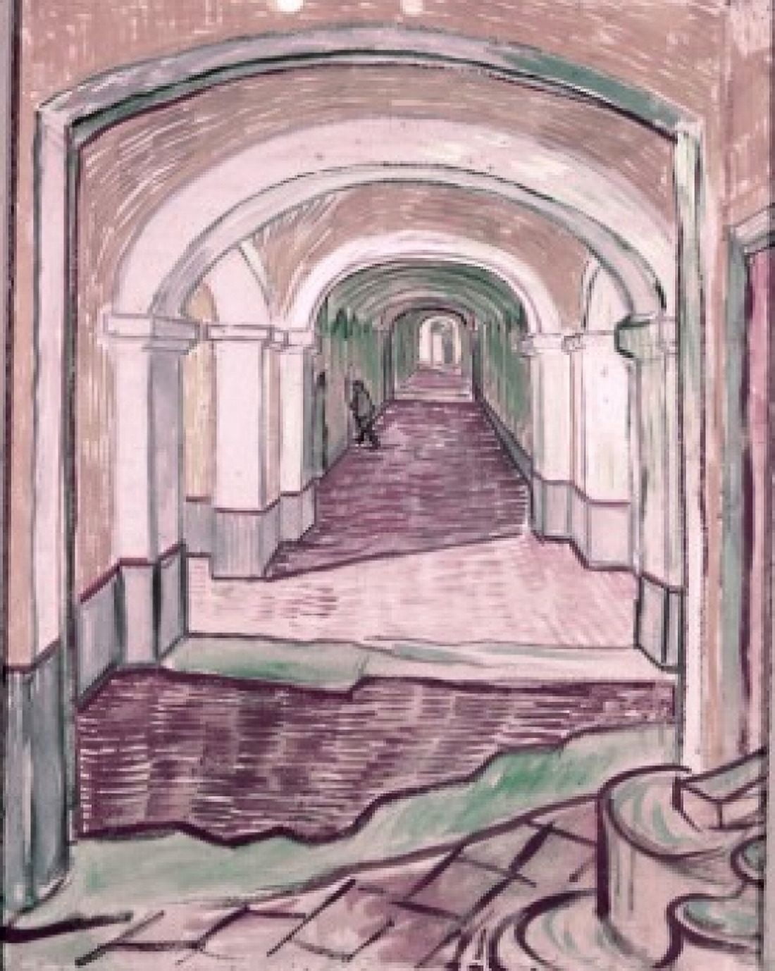 Title Unknown (Arched Hallway) by Vincent van Gogh (1853-1890) Canvas Art - Vincent van Gogh (24 x 36)