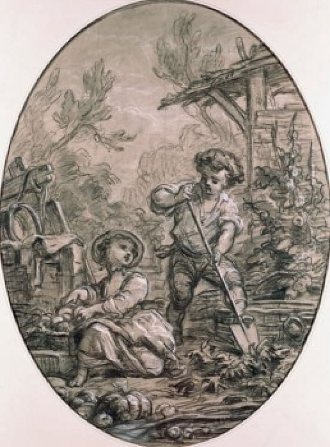 Title Unknown-Boy & Girl in Garden Francois Boucher (1703-1770 French) Metropolitan Museum of Art New York Canvas Art - Francois Boucher (18 x 24)