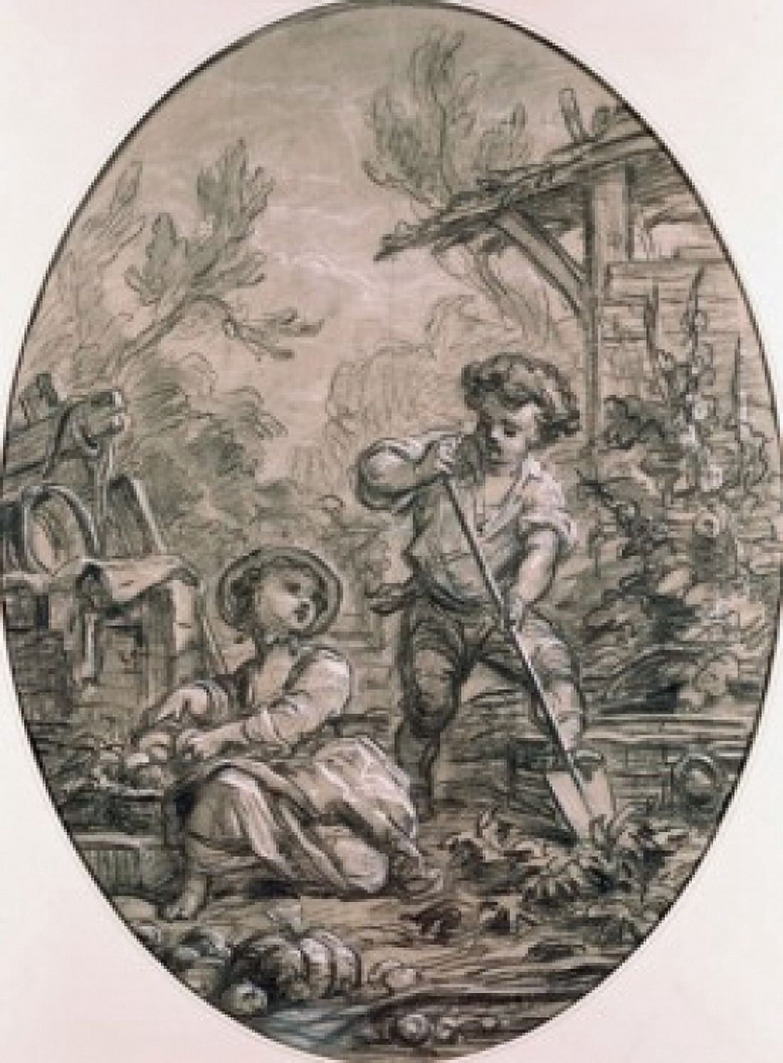 Title Unknown-Boy & Girl in Garden Francois Boucher (1703-1770 French) Metropolitan Museum of Art New York Canvas Art - Francois Boucher (24 x 36)
