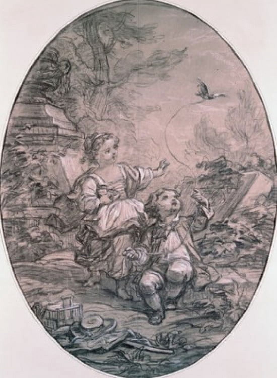 Title Unknown-Children with Bird Francois Boucher (1703-1770 French) Metropolitan Museum of Art New York Canvas Art - Francois Boucher (24 x 36)