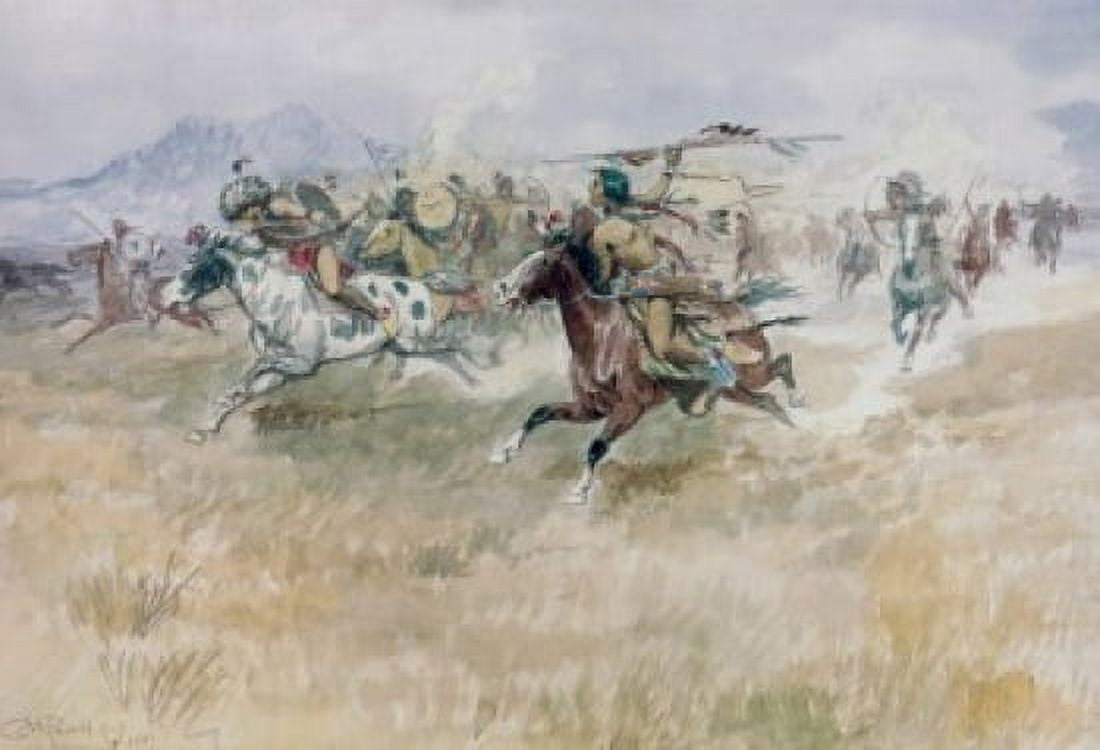 Title Unknown (Indian Ambush) Charles Marion Russell (1864-1926 American) Canvas Art - Charles Marion (18 x 24)