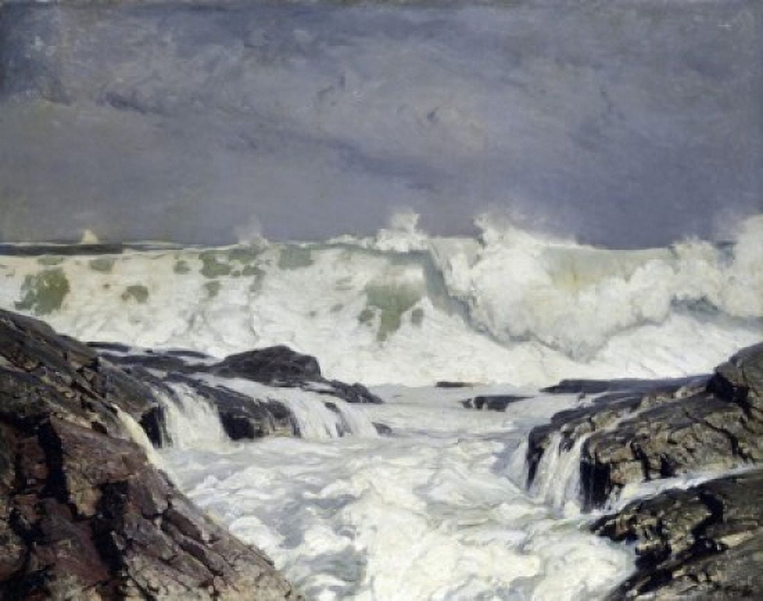 Title Unknown (Rolling Surf) Frederick Judd Waugh (1861-1940 American) Canvas Art - Frederick Judd Waugh (18 x 24)
