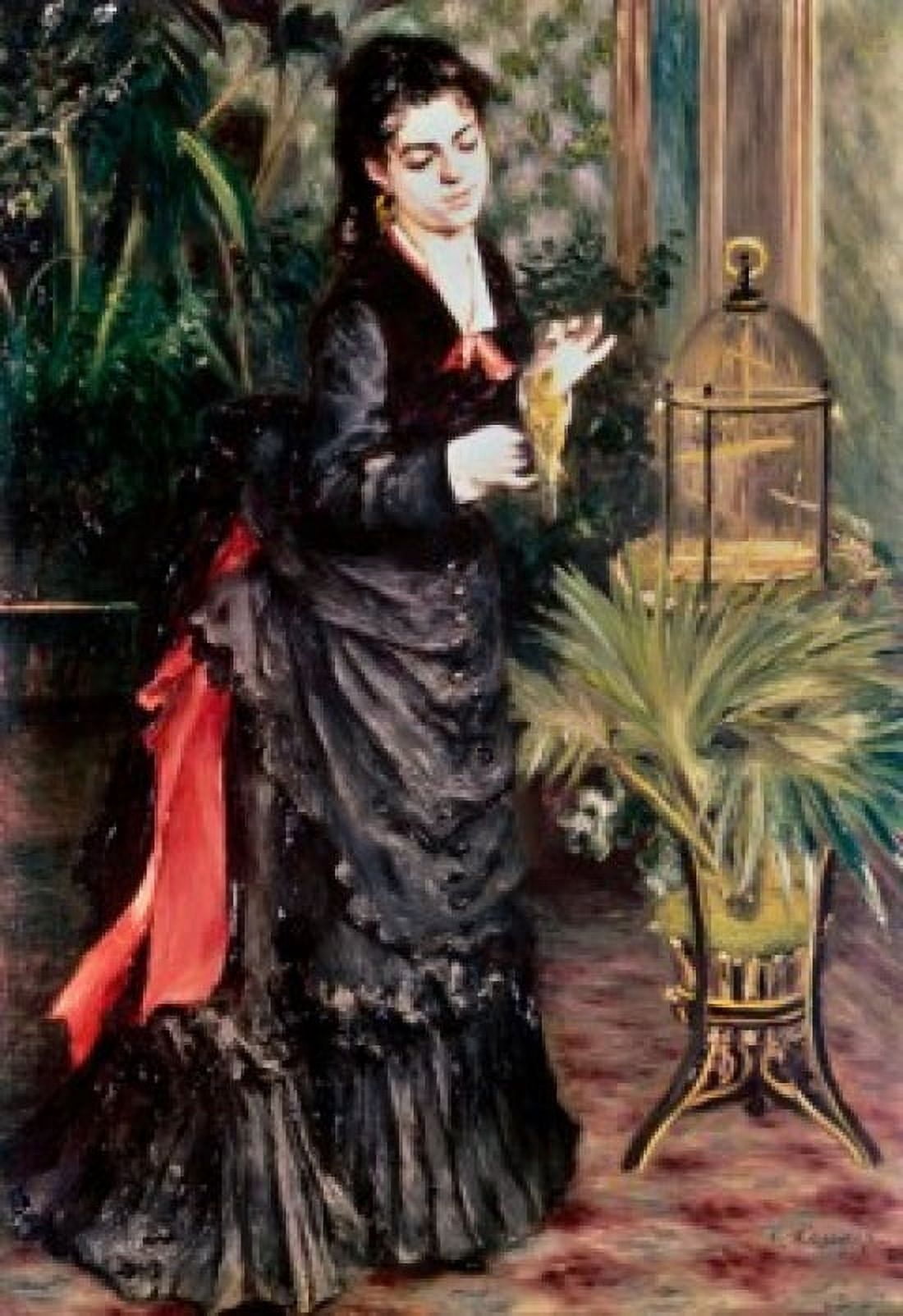 Title Unknown (Woman With Bird) Pierre Auguste Renoir (1841-1919 French) Solomon R Guggenheim Museum New York Canvas Art - Pierre Auguste Renoir (18 x 24)