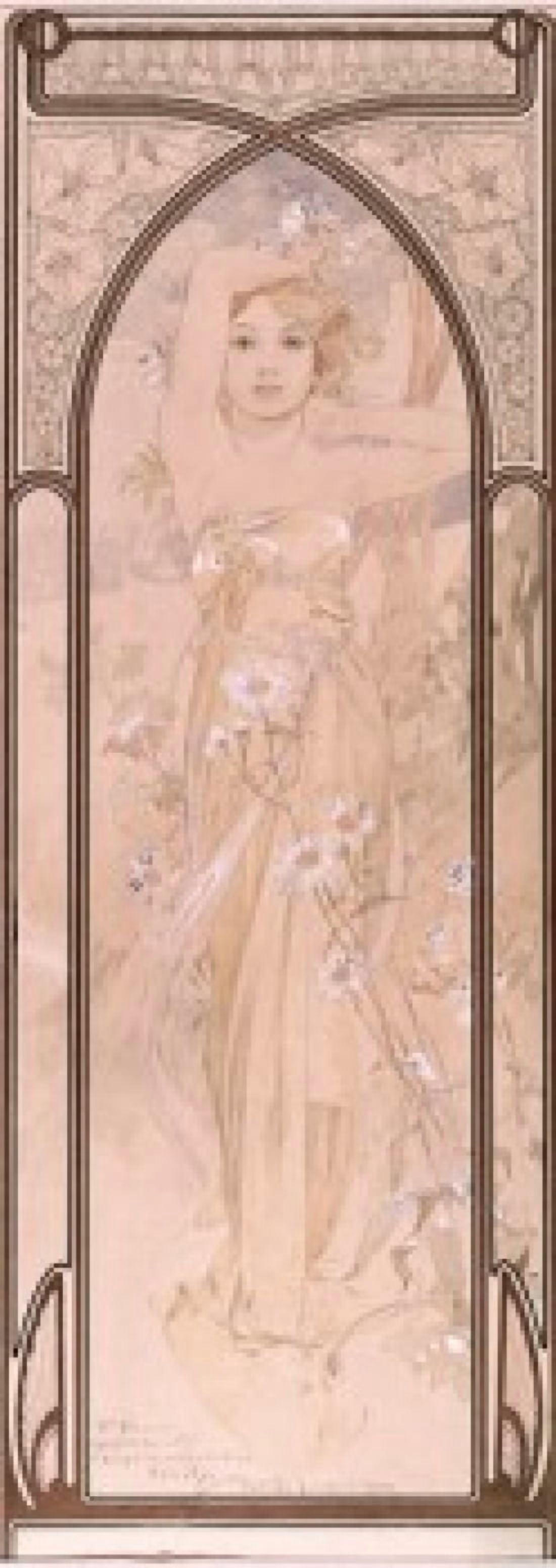 Title Unknown (Woman & Daises) 1900 Alphonse Mucha (1860-1939 Czech) Canvas Art - Alphonse Marie Mucha (18 x 24)