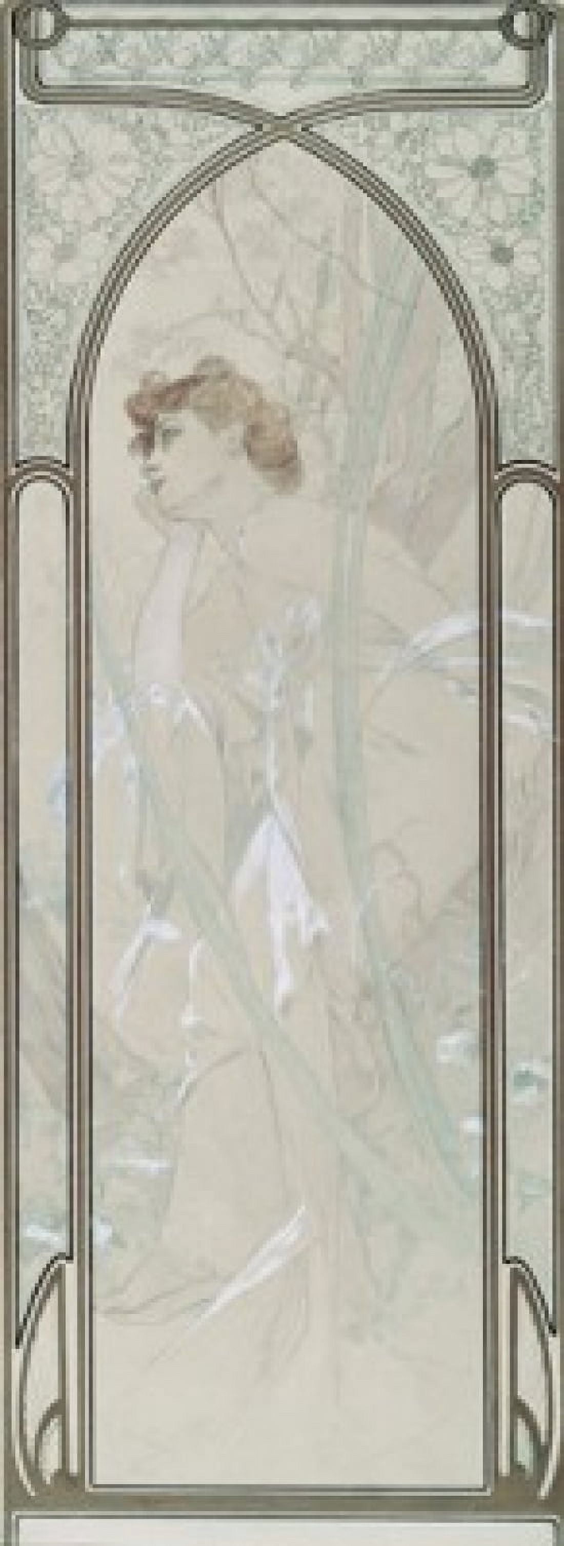 Title Unknown (Woman Pensive) Alphonse Mucha (1860-1939 Czech) Canvas Art - Alphonse Marie Mucha (24 x 36)