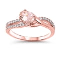 thumbnail image 1 of Titled Oval Pink Simulated Morganite Cubic Zirconia Ring Rose Gold-Tone Plated Sterling Silver, 1 of 2