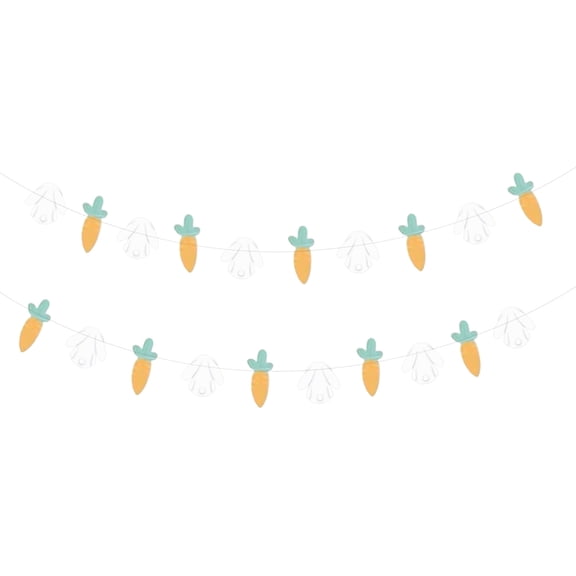 Titleeaster Paper String Art Cartoon Bunny & Carrot Hanging Decoration, Easter Party & Birthday Background Wall Charm, Sewn Rabbit And Carrot Style For Teens' Festive