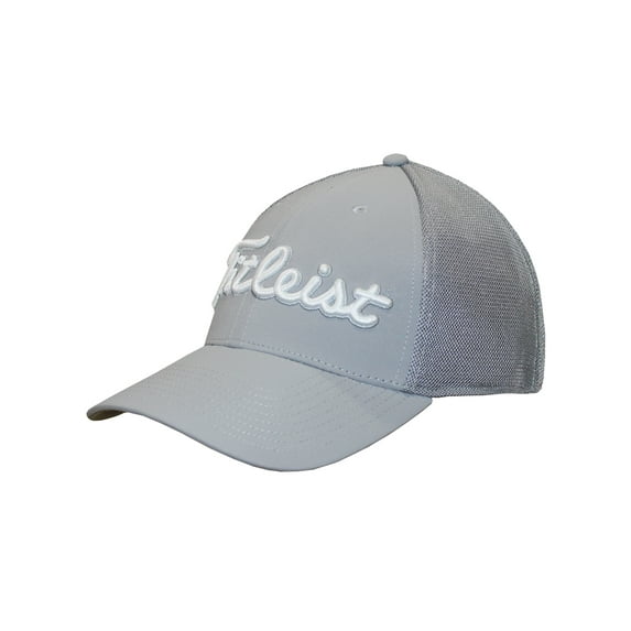 Titleist Golf Sports Mesh Fitted Hat, Medium/Large Gray/White -