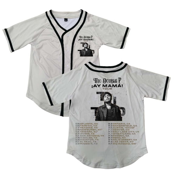 Tito Double P AY Mama Tour Button V-Neck Shirt Women Men Short Sleeve Streetwear Clothes