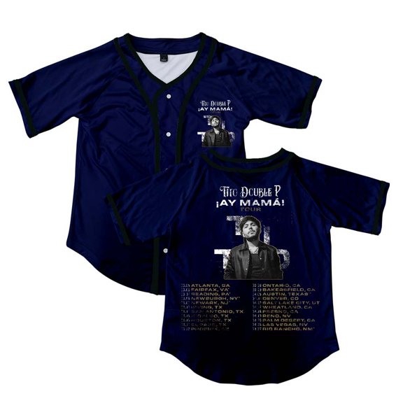 Tito Double P AY Mama Tour Button V-Neck Shirt Women Men Short Sleeve Streetwear Clothes