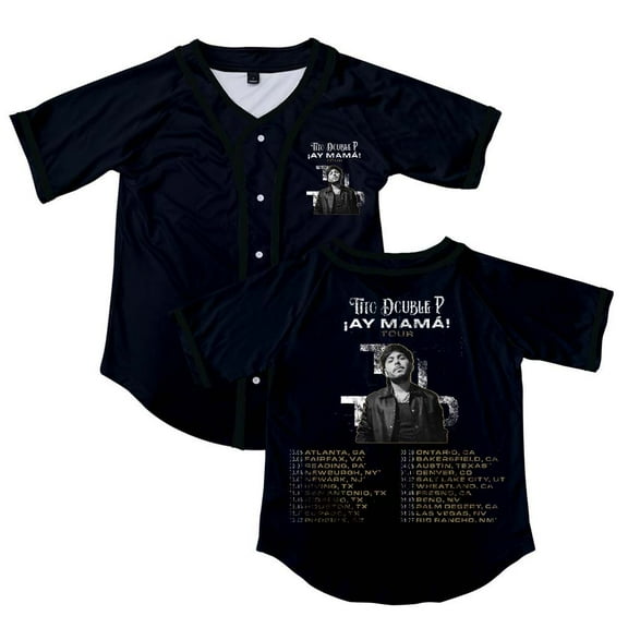 Tito Double P AY Mama Tour Button V-Neck Shirt Women Men Short Sleeve Streetwear Clothes