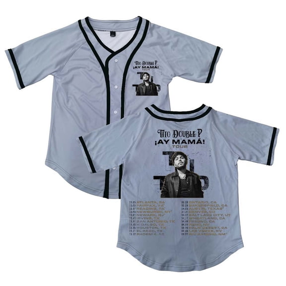 Tito Double P AY Mama Tour Button V-Neck Shirt Women Men Short Sleeve Streetwear Clothes