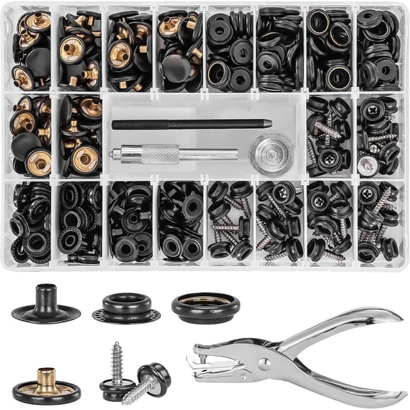 Titoe Canvas Snap Kit Heavy Duty Snap Fastener Tool Adjustable Snap Setter Tool Includes 30 Sets 15mm Snaps for Boat Cover, Replacing Metal Snaps, Repairing Boat Covers, Canvas, Sewing, Tarps