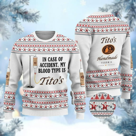 Titos Ugly Sweater, Titos Handmade Christmas Ugly Sweater, Vodka Xmas Party Gift, Drinking Holiday Sweater, Sweater Men, Xmas Shirt