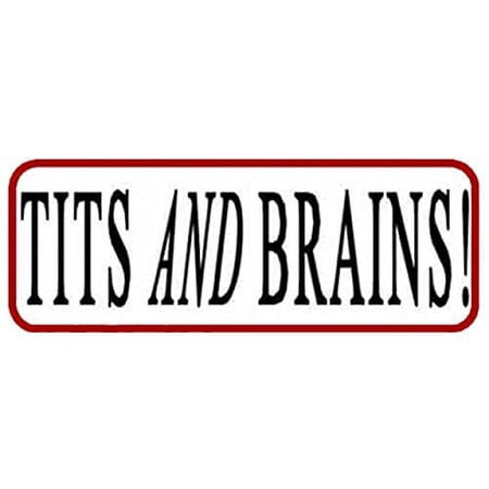 Tits and Brains Motorcycle Helmet Stickers - Novelty Artwork Decals, 4" x 1"