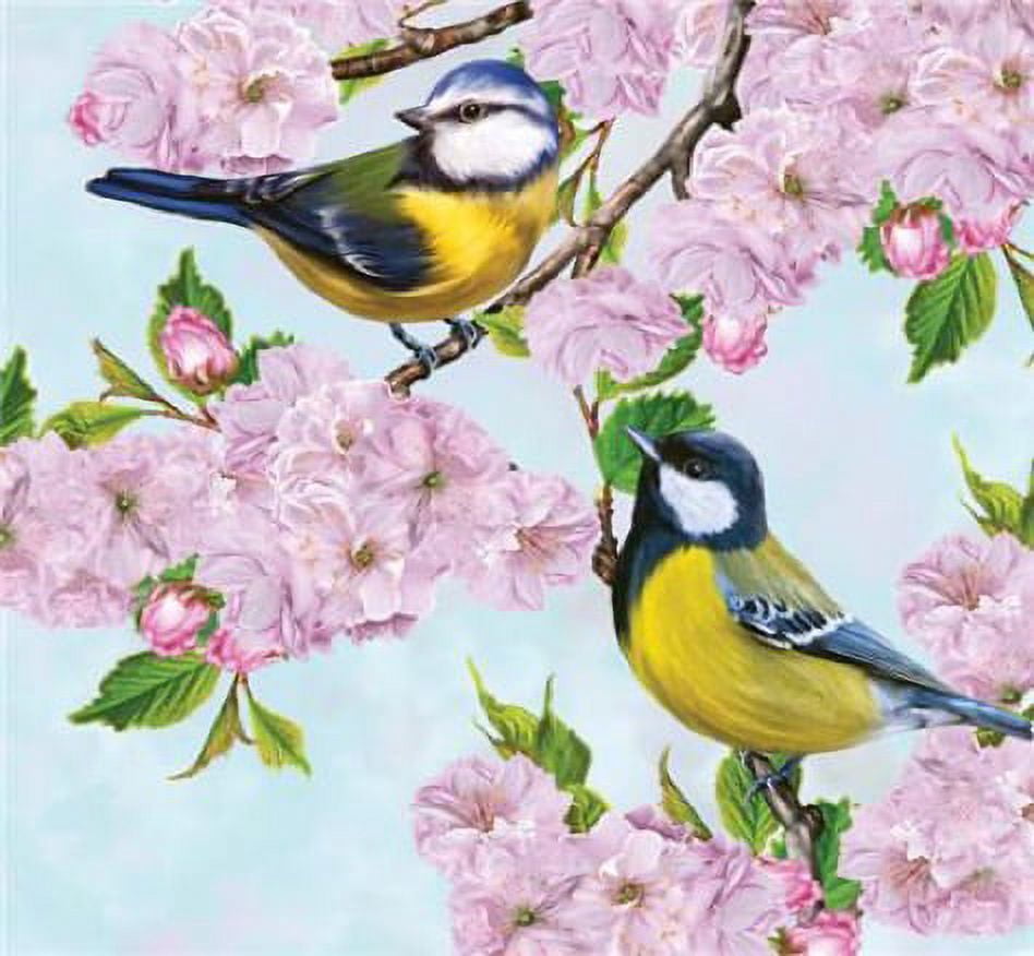 Tits on Cherry Blossom - Decorative Floral Lunch Paper Napkins 100pcs - Perfect for Decoupage, Party, Birthday, Special Occasions, Weddings